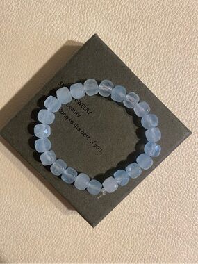 Natural Aquamarine 7-8mm Bead Gemstone Bracelet